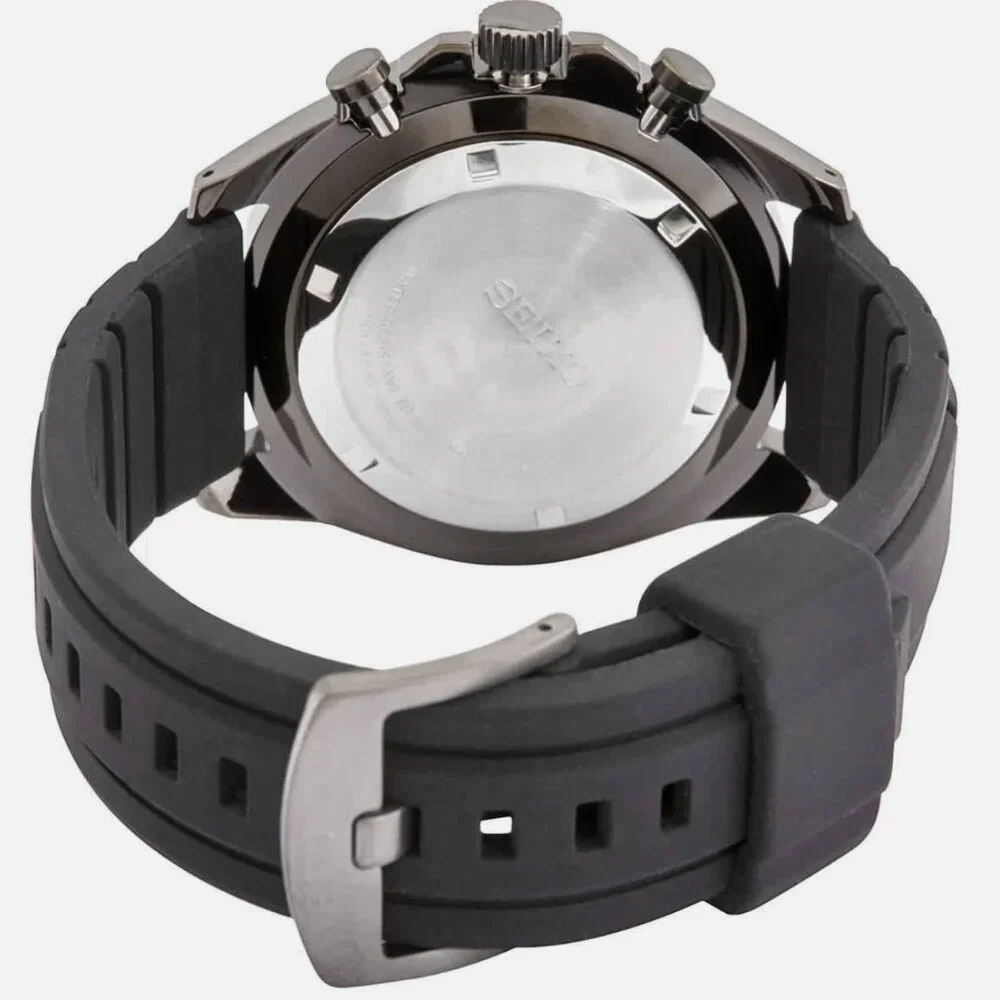 Seiko Rose Gold Double Ring Black Dial Men's Watch